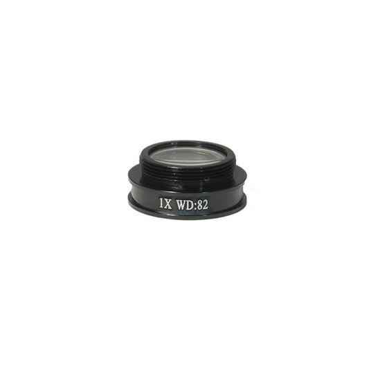 1X Achromatic Microscope Objective Lens for MZ0801 Video Zoom Microscope 20.3mm, 4/5in., SKU MZ08014411, three quarter front view