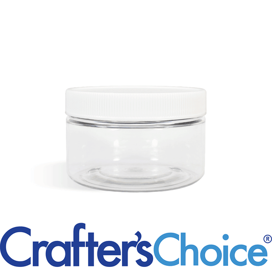 2 oz Clear Heavy Wall Jar & White Ribbed Top Set