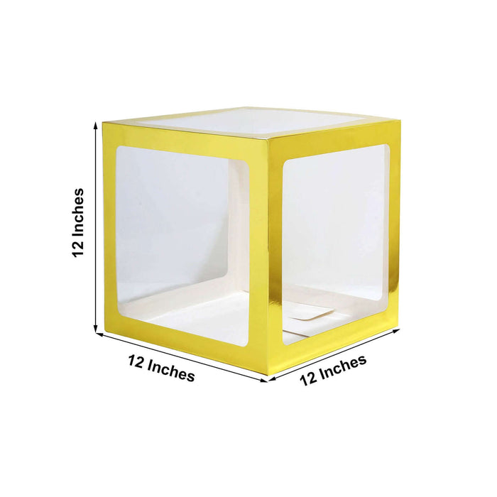 Gold and white 12-inch cube display box