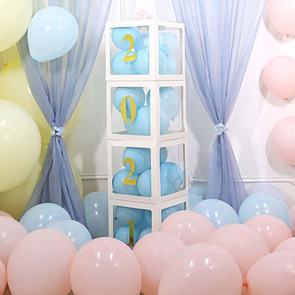 2021 balloon display with pastel balloons in a festive setting.