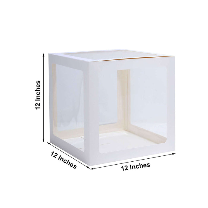 Clear acrylic display cube, 12 inches in size, ideal for showcasing collectibles.