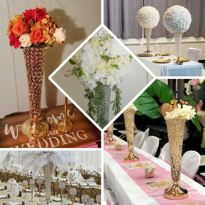Elegant floral centerpieces for wedding decor with glass vases and decorative accents.