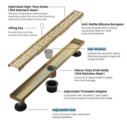 24 inch Linear Shower Drain - CFD-2402