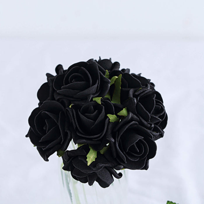 Black rose bouquet arrangement in a vase.