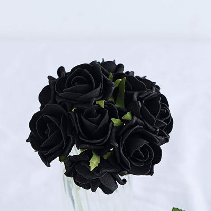 Black rose bouquet arrangement in a vase.