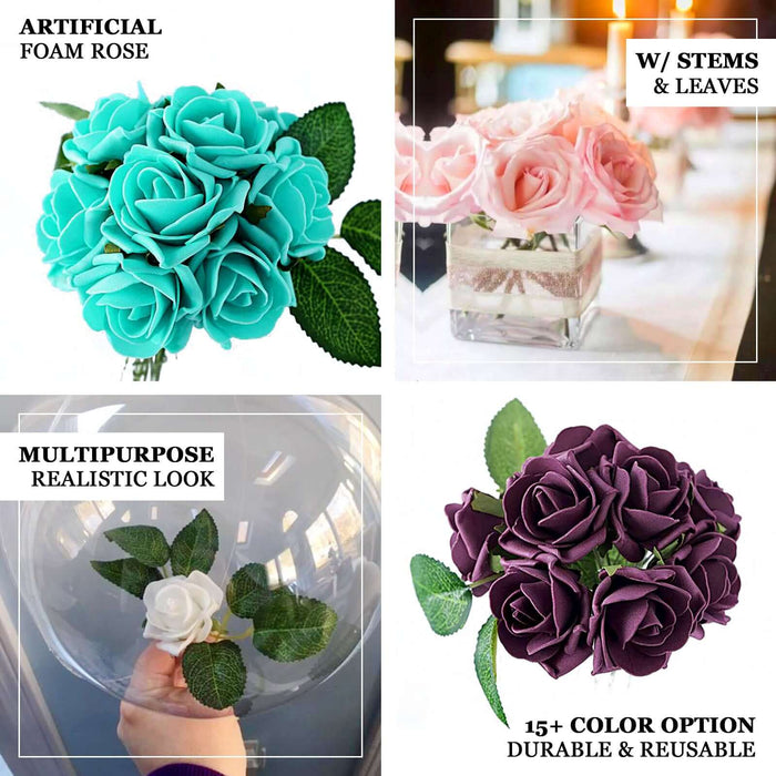 Artificial foam roses in various colors, realistic look, versatile for decor.