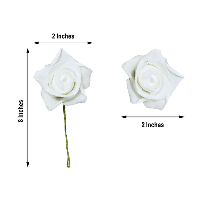 White rose flower decoration, 8 inches tall, 2 inches wide