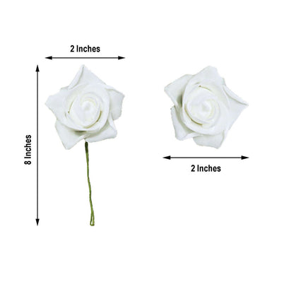 White rose flower decoration, 8 inches tall, 2 inches wide