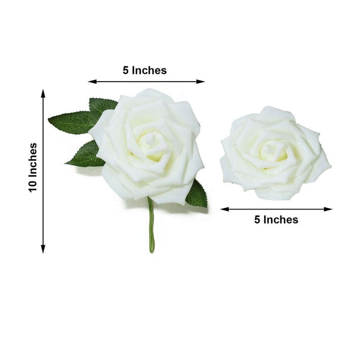 White rose flower decoration, 10 inches tall, 5 inches wide