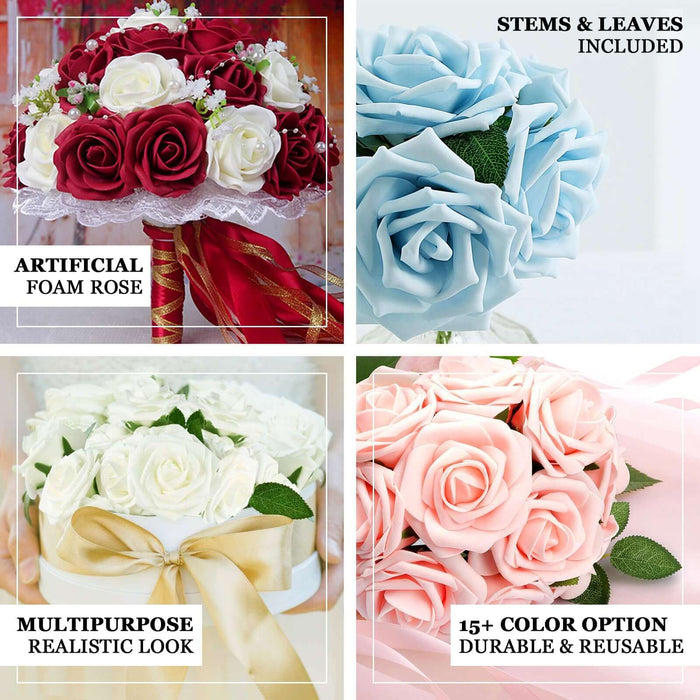 Artificial foam rose bouquet in various colors, ideal for decor and events.
