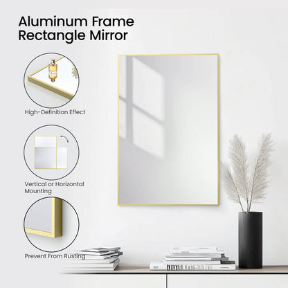 24" x 36" Shatterproof Wall Mount Metal Frame Mirror - FM1-2436