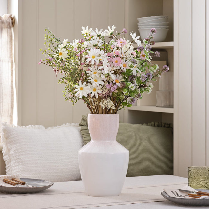 3 Daisy Dreams Artificial Bouquets with Pink Ceramic Vase Bundle