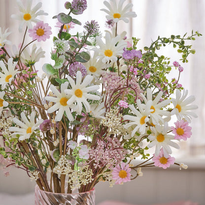 3 Daisy Dreams Artificial Bouquets with Pink Ceramic Vase Bundle