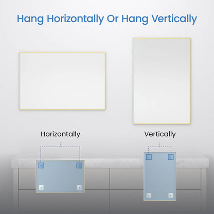 30" x 36" Shatterproof Wall Mount Metal Frame Mirror - FM1-3036