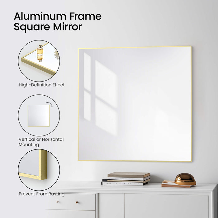 36" x 36" Shatterproof Wall Mount Metal Frame Mirror - FM1-3636