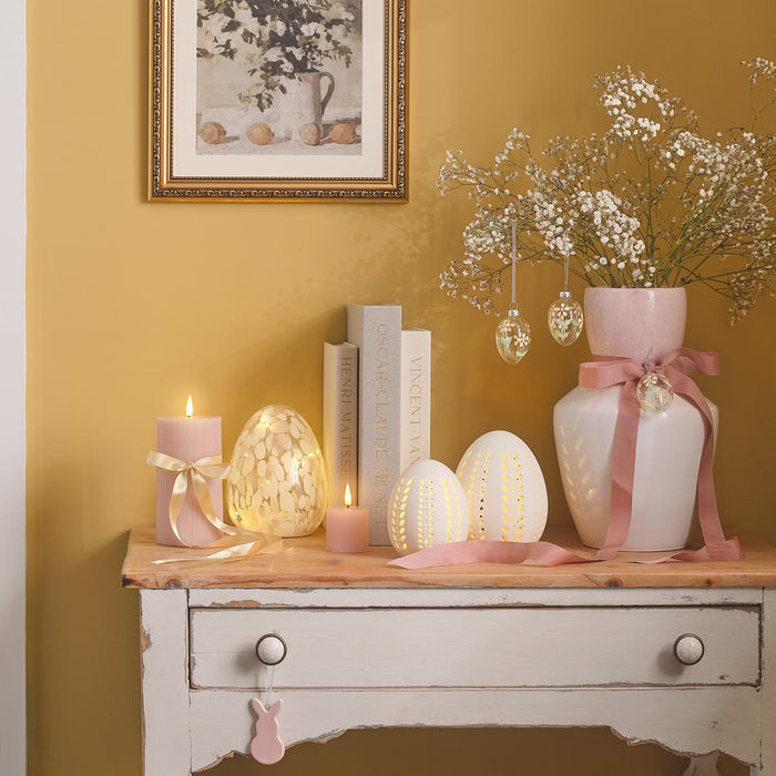 4 Floral Glass Egg Hanging Decorations