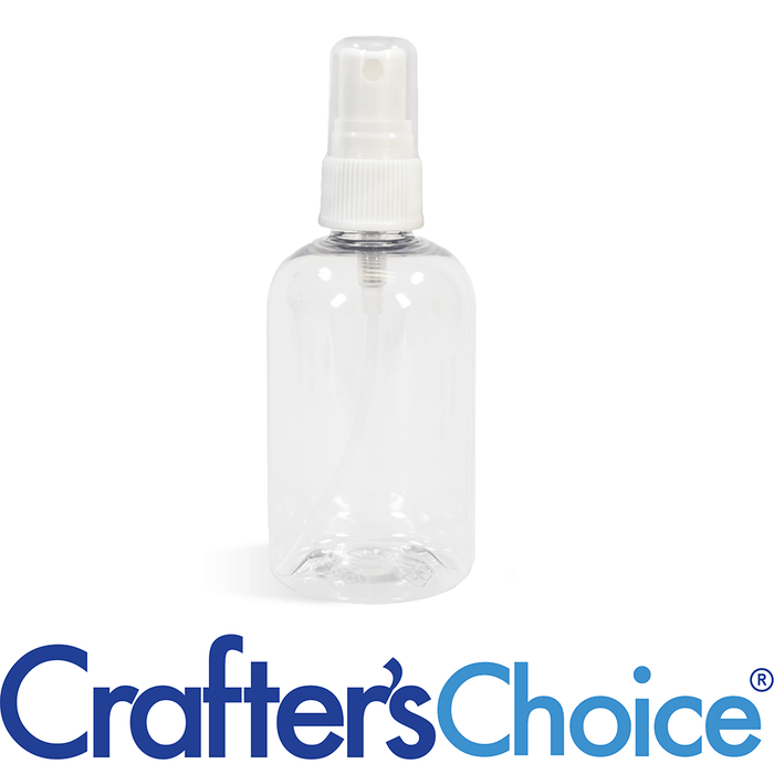 4 oz Clear Boston Round w/ Wht Ribbed Sprayer Set