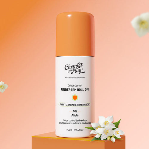 5% AHA Underarm Roll On for Odour Control & Pigmentation (White Jasmine) - 75 ml