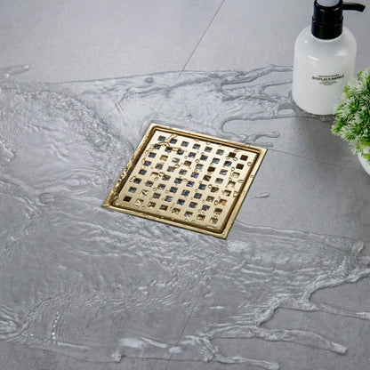 6 inch Square Shower Drain with Square Grid Grate - CFD-0602