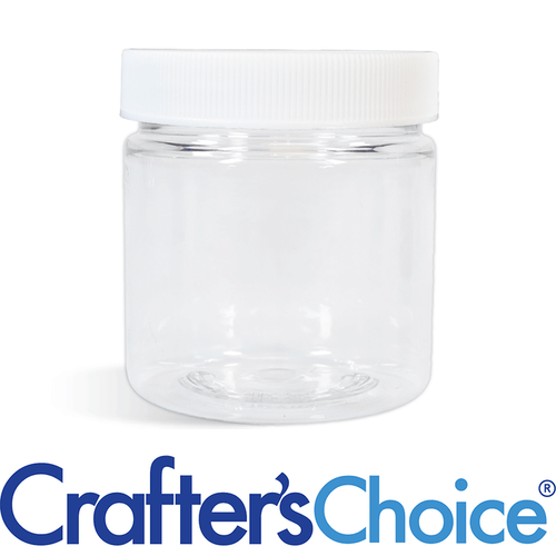 8 oz Clear Basic Jar & White Ribbed Top Set