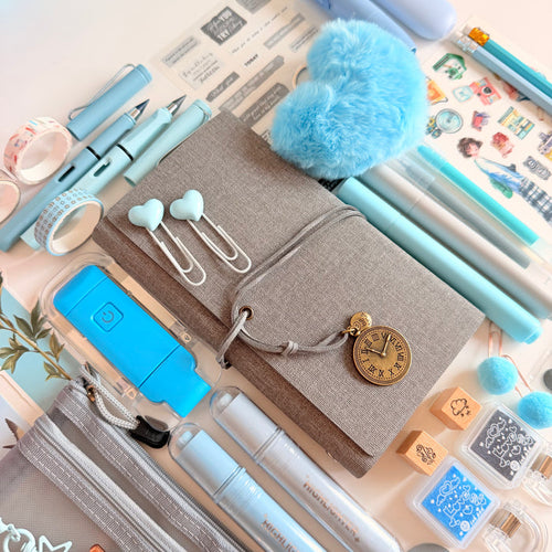 Gray & Sky Blue Stationery Bundle | Journal Essentials