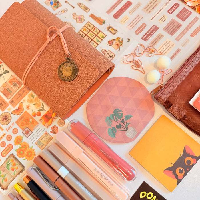 Warm Beige Aesthetic Stationery Set – Neutral Cozy Desk Essentials