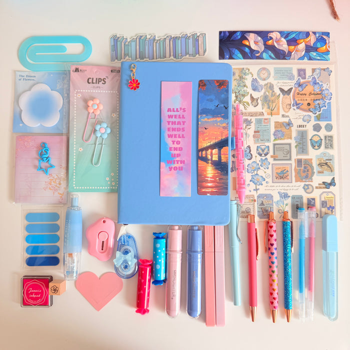 Pink & Blue Aesthetic Stationery Box – Journal & Study Set