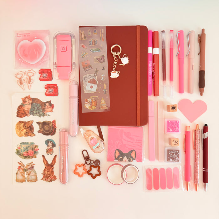 Brown & Pink Cozy Stationery Set
