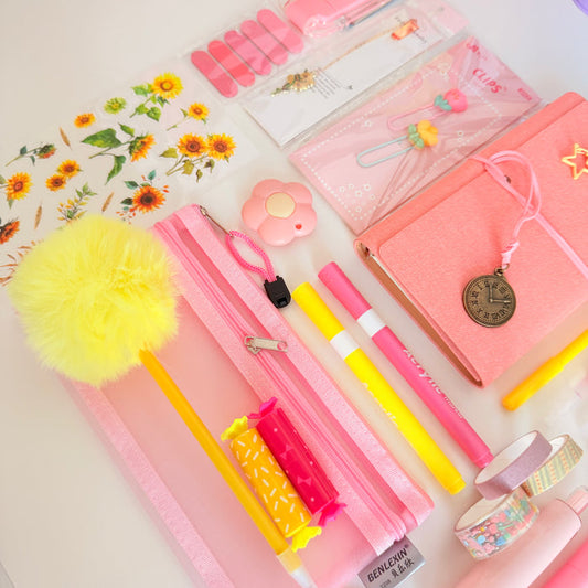Sunshine Pink & Yellow Stationery Gift Set | Cute Journal Bundle
