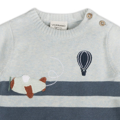 Airplane Applique Knit Short Baby Romper (Organic Cotton)