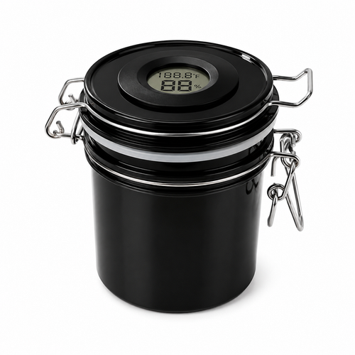 Airtight container with thermometer