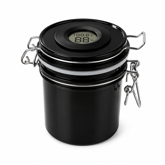 Airtight container with thermometer