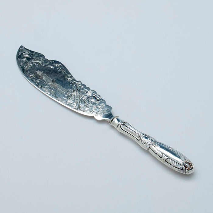Albert Coles Antique Coin Silver Fish Serving Slice, NYC, c. 1853