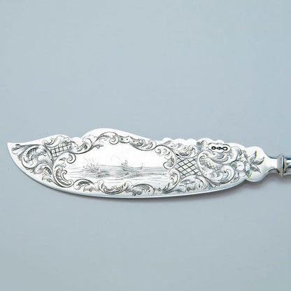 Blade to Albert Coles Antique Coin Silver Fish Serving Slice, NYC, c. 1853