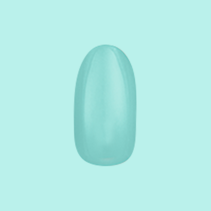 All Manis on Deck | Medium | Oval - Tab Press-On nail in bright aquatic blue green shade on solid background