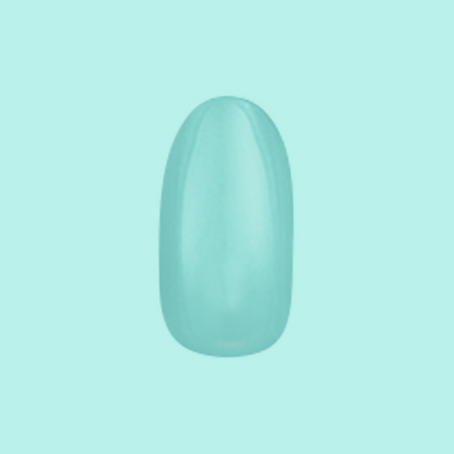All Manis on Deck | Medium | Oval - Tab Press-On nail in bright aquatic blue green shade on solid background