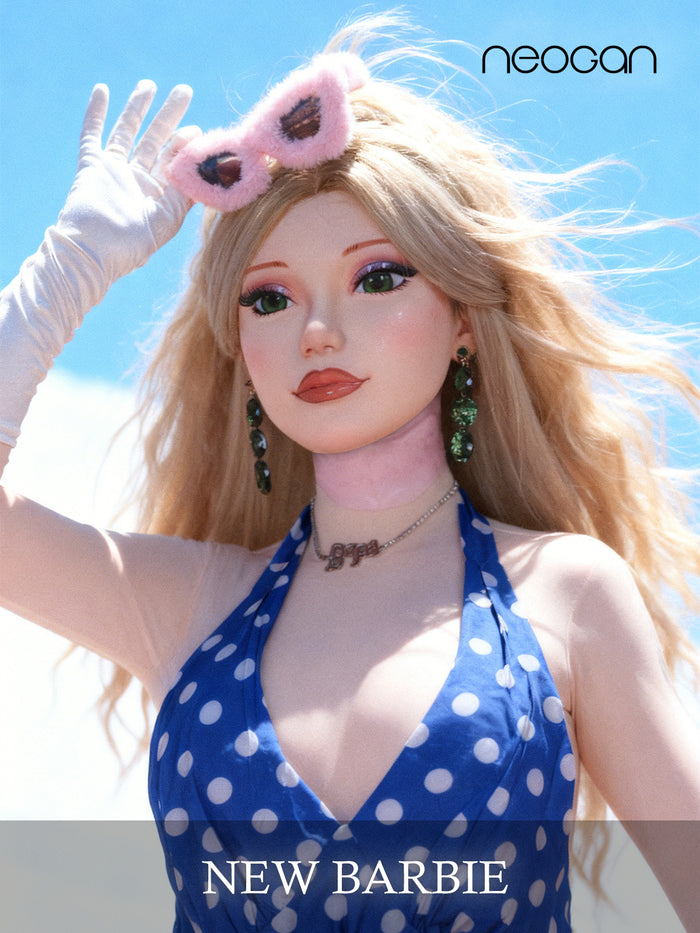 InTheMask by MOLIS Barbie doll mask with gag and latex hood, featuring detailed black and pink design and realistic features.