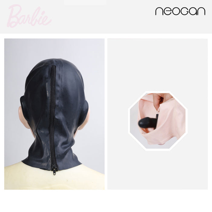 With  Black latex hood / With Gag / L（56-62cm）