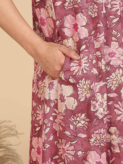Elegant Rose Pink Designer Alpine Nighty For Women