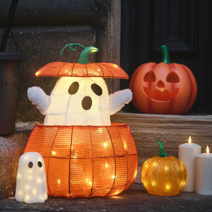 Animated Ghost in a Pumpkin Light Up Halloween Decoration