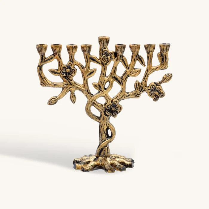 Antiqued Gold Tree Menorah