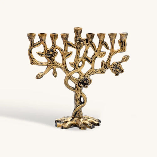 Antiqued Gold Tree Menorah