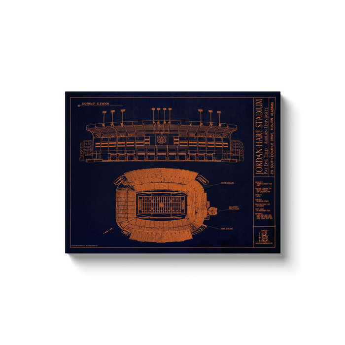 Auburn University - Jordan Hare Stadium - Team Colors - 18x24" Canvas