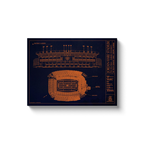 Auburn University - Jordan Hare Stadium - Team Colors - 18x24" Canvas