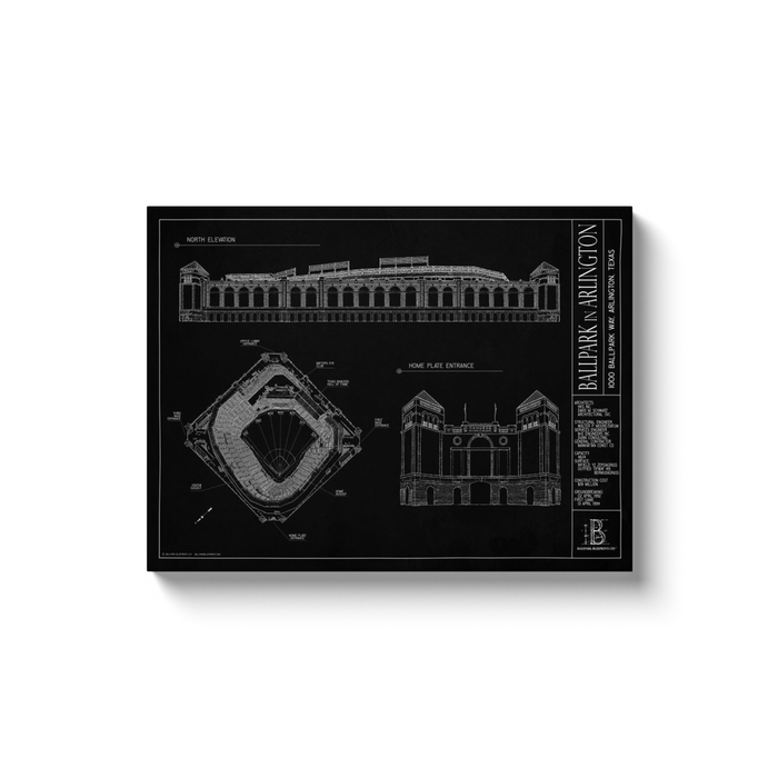 Ballpark in Arlington 18x24" Canvas Wrap - Black