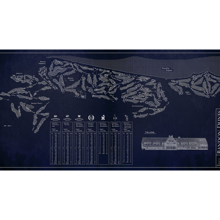 Bandon Dunes Master Map 24x48" Canvas Print