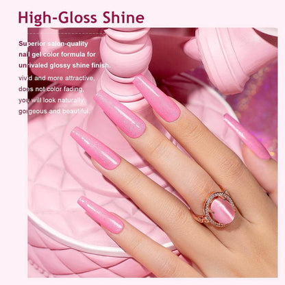 RARJSM ® Barbie Hot Pink Rainbow Shimmer Gel Nail Polish 15ml #610