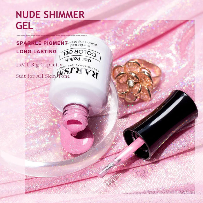 RARJSM ® Barbie Hot Pink Rainbow Shimmer Gel Nail Polish 15ml #610