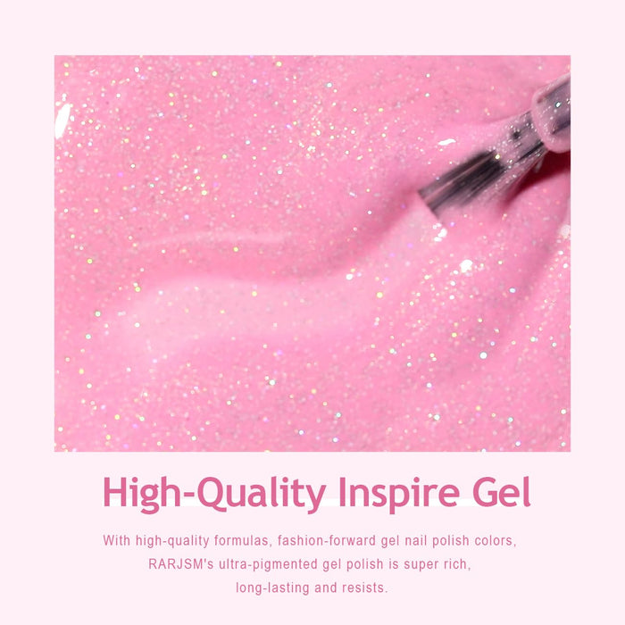 RARJSM ® Barbie Hot Pink Rainbow Shimmer Gel Nail Polish 15ml #610