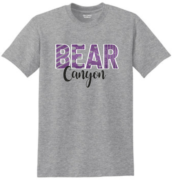 Bear Canyon Basic Tee FANCY Design- Matte or Glitter